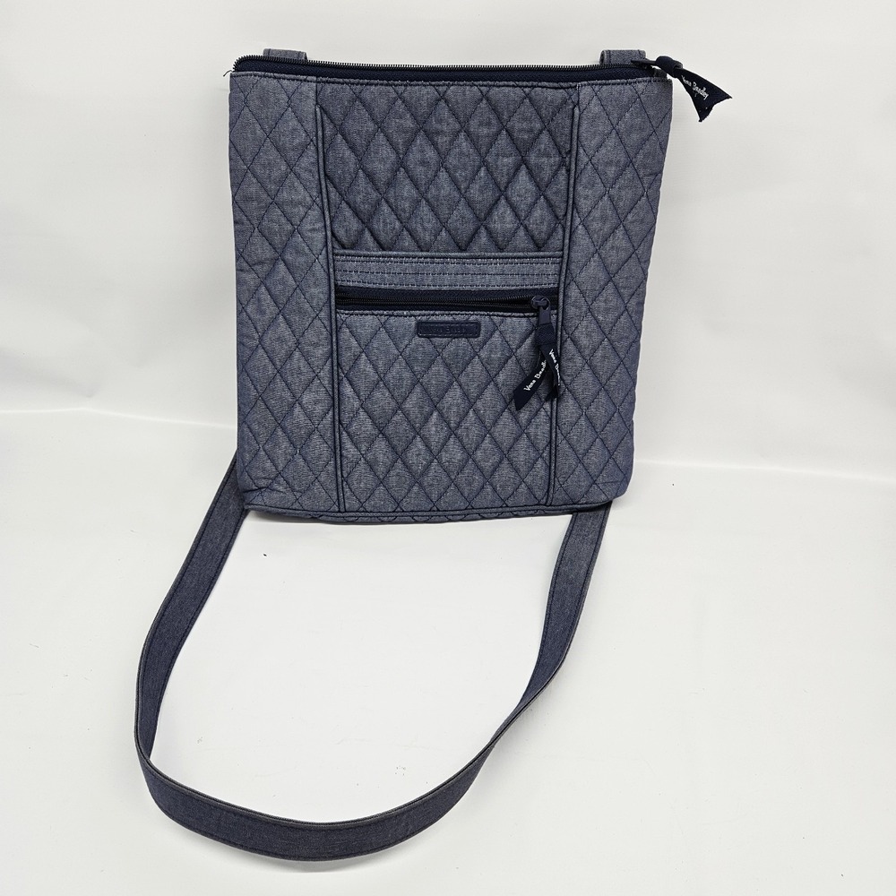 VERA BRADELY Quilted Crossbody Bag Blue Chambray Lightweight Travel
